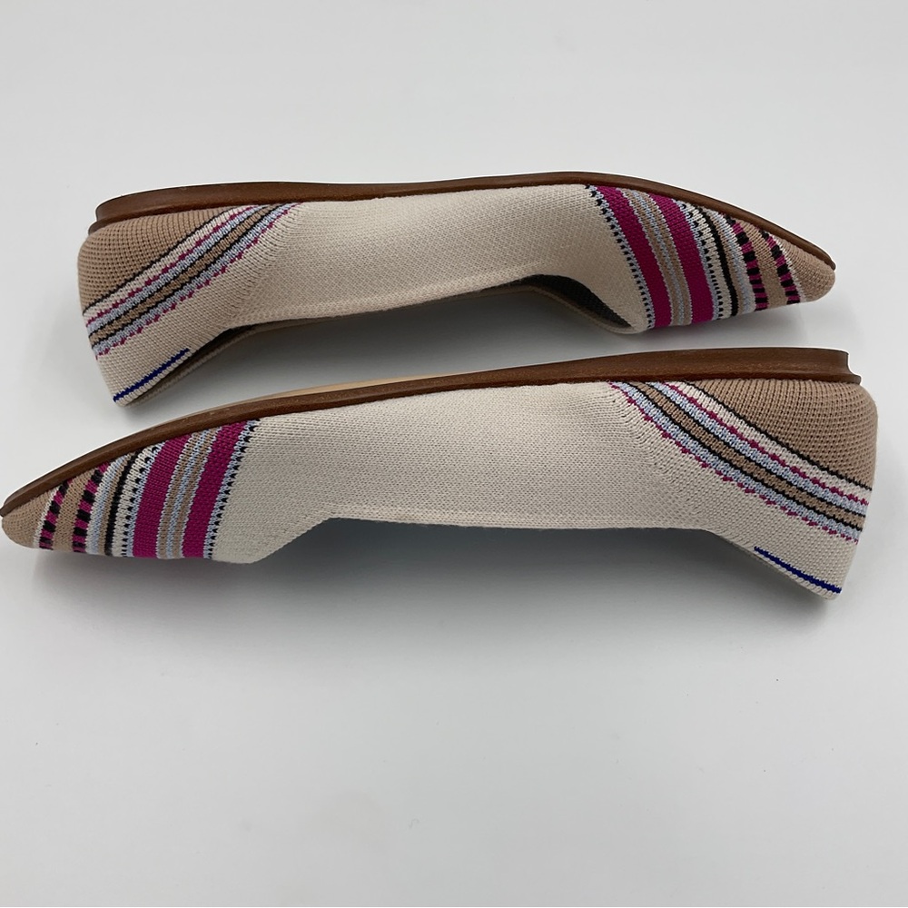 Rothy’s EUC Merino Point in Ivory Ribbon Stripe RETIRED STYLE Cream Pink Size 9 - Picture 9 of 16
